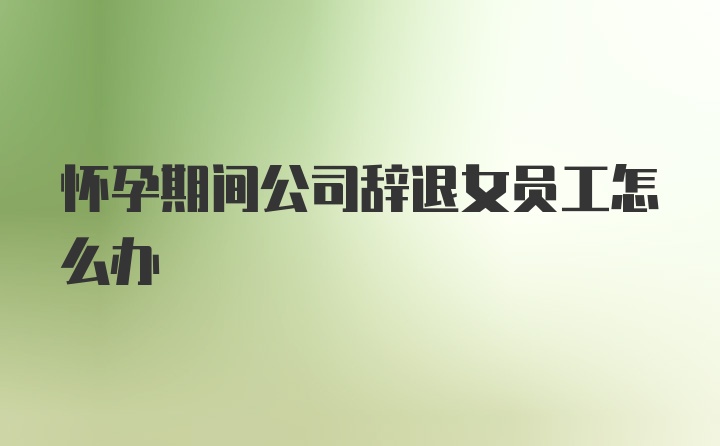 怀孕期间公司辞退女员工怎么办