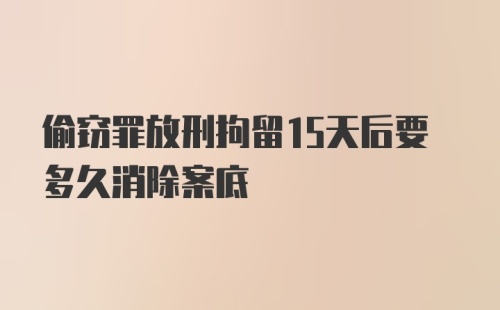 偷窃罪放刑拘留15天后要多久消除案底