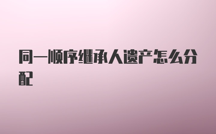 同一顺序继承人遗产怎么分配