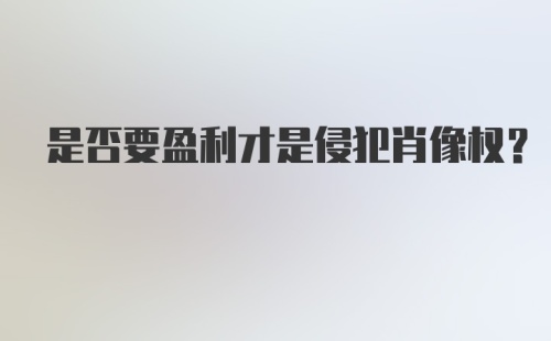 是否要盈利才是侵犯肖像权？