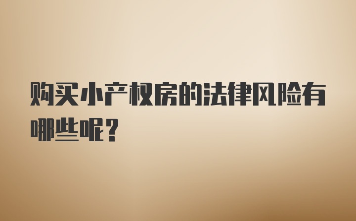 购买小产权房的法律风险有哪些呢？