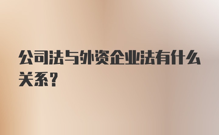 公司法与外资企业法有什么关系？