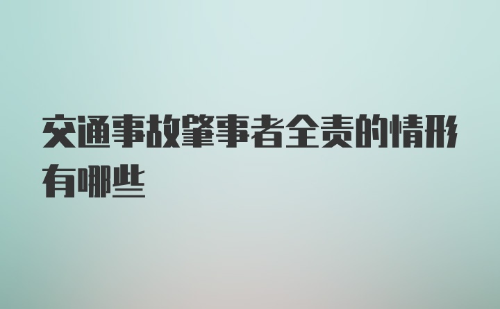 交通事故肇事者全责的情形有哪些