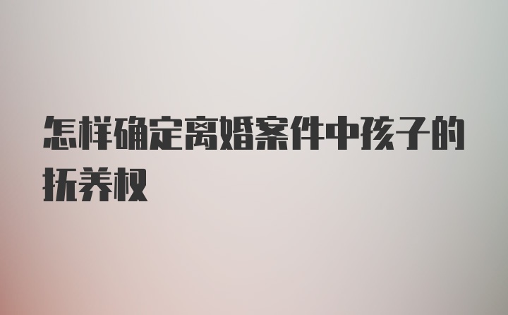 怎样确定离婚案件中孩子的抚养权