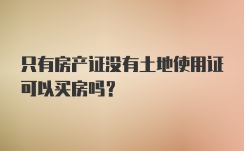 只有房产证没有土地使用证可以买房吗？