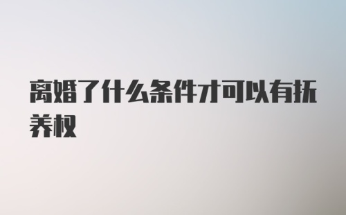 离婚了什么条件才可以有抚养权