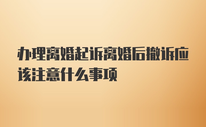 办理离婚起诉离婚后撤诉应该注意什么事项