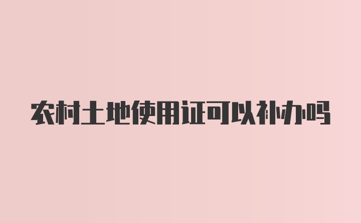 农村土地使用证可以补办吗