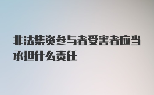 非法集资参与者受害者应当承担什么责任