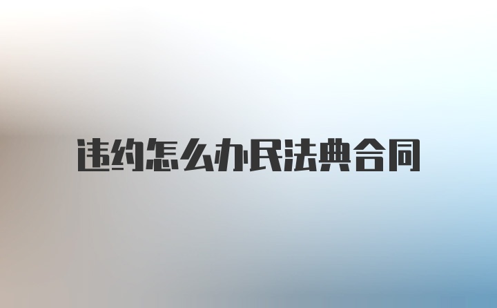 违约怎么办民法典合同
