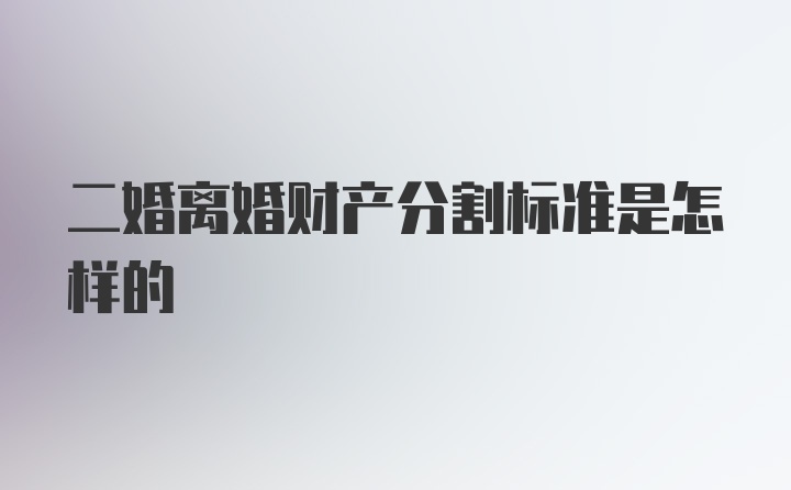 二婚离婚财产分割标准是怎样的