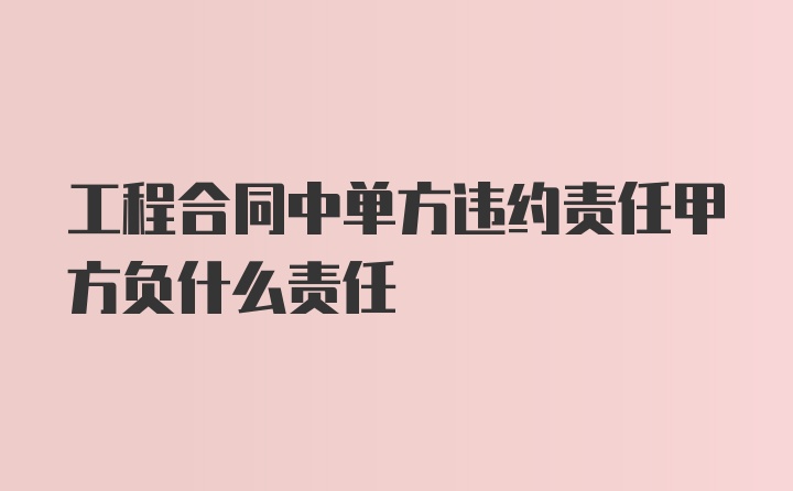 工程合同中单方违约责任甲方负什么责任