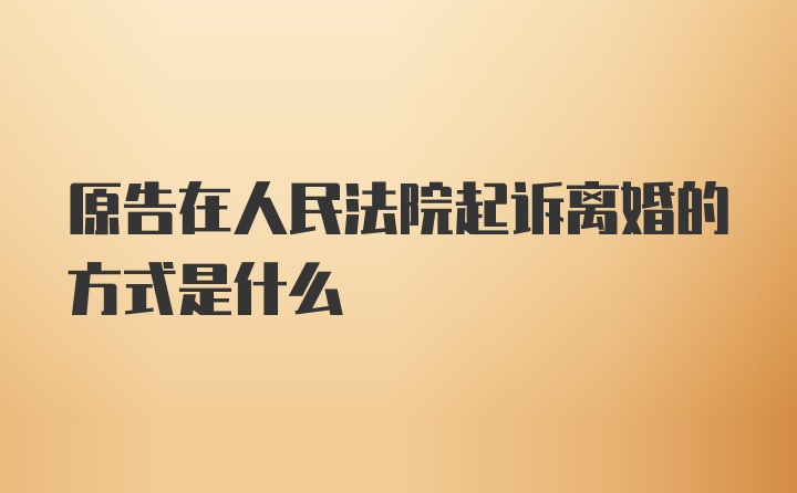 原告在人民法院起诉离婚的方式是什么