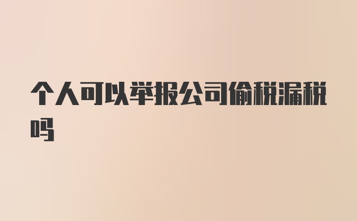 个人可以举报公司偷税漏税吗