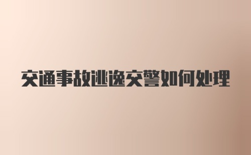 交通事故逃逸交警如何处理