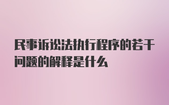 民事诉讼法执行程序的若干问题的解释是什么