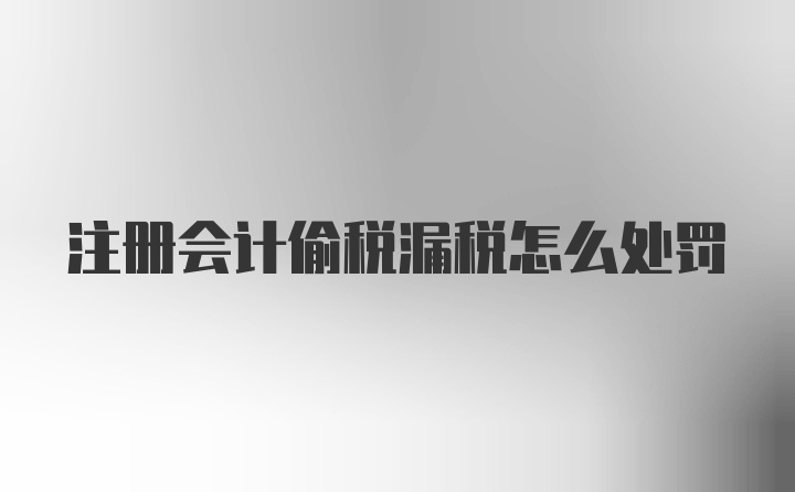 注册会计偷税漏税怎么处罚