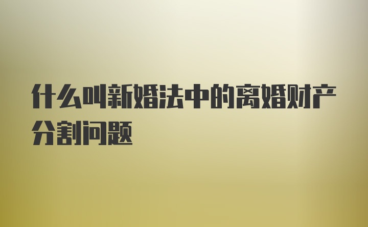 什么叫新婚法中的离婚财产分割问题