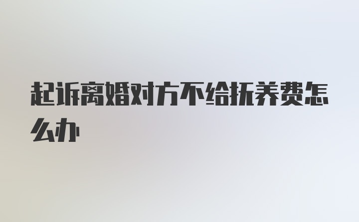 起诉离婚对方不给抚养费怎么办