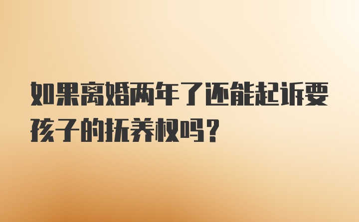 如果离婚两年了还能起诉要孩子的抚养权吗？