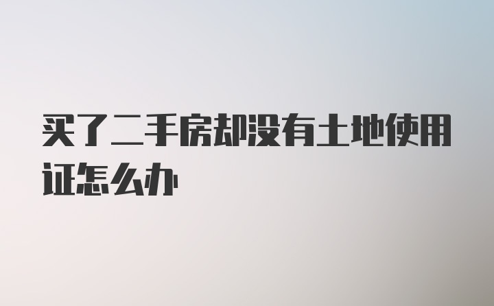 买了二手房却没有土地使用证怎么办