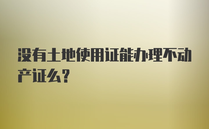 没有土地使用证能办理不动产证么？