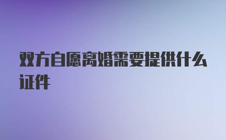 双方自愿离婚需要提供什么证件