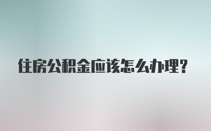 住房公积金应该怎么办理？