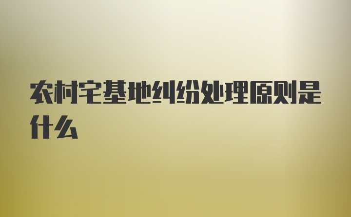 农村宅基地纠纷处理原则是什么