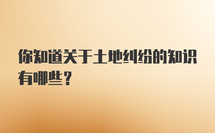 你知道关于土地纠纷的知识有哪些？