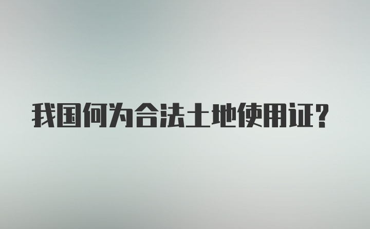 我国何为合法土地使用证？