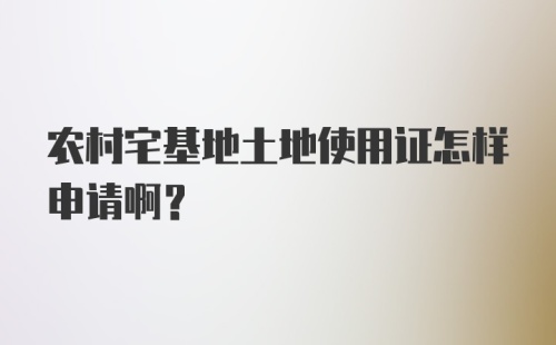 农村宅基地土地使用证怎样申请啊？