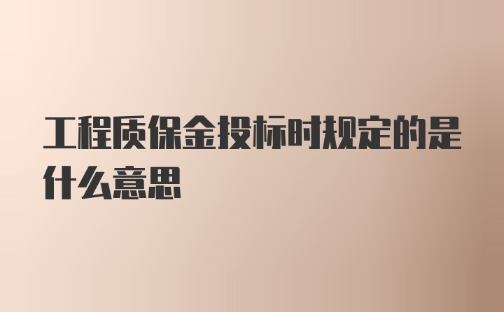 工程质保金投标时规定的是什么意思