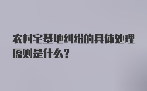 农村宅基地纠纷的具体处理原则是什么？