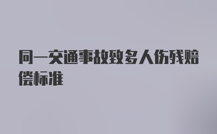 同一交通事故致多人伤残赔偿标准