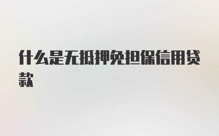 什么是无抵押免担保信用贷款