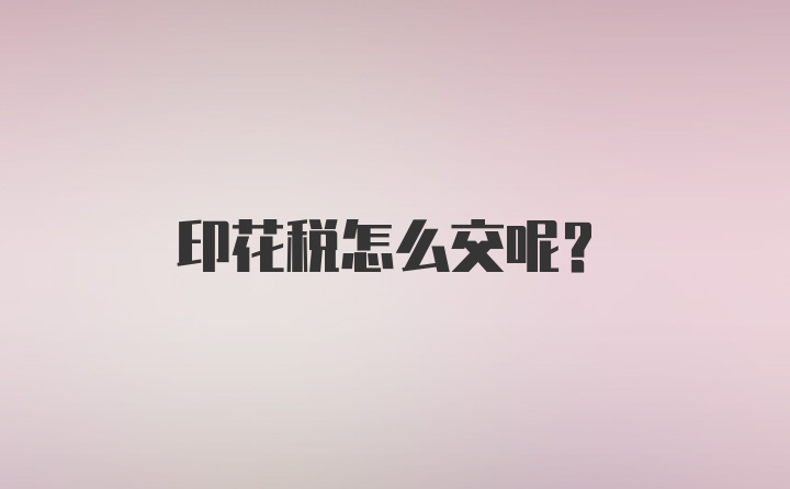 印花税怎么交呢？