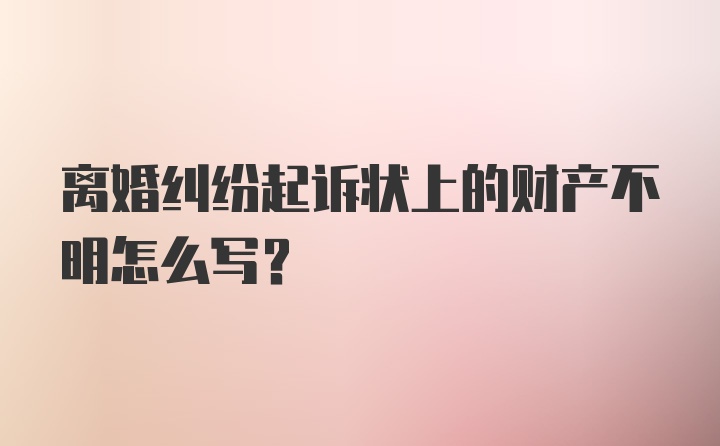 离婚纠纷起诉状上的财产不明怎么写？