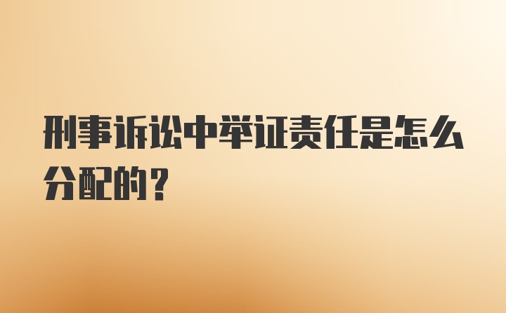 刑事诉讼中举证责任是怎么分配的?