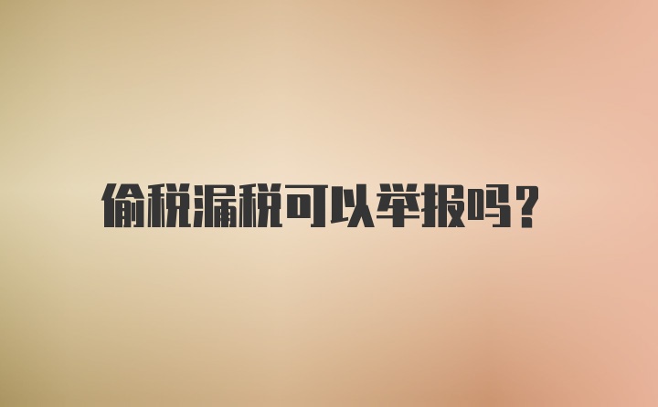 偷税漏税可以举报吗？