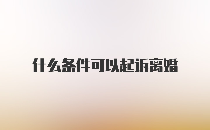 什么条件可以起诉离婚