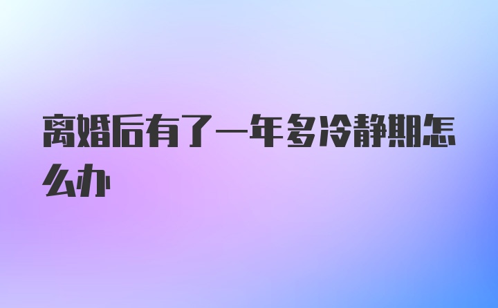 离婚后有了一年多冷静期怎么办