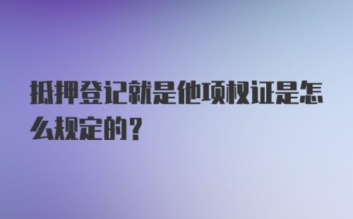 抵押登记就是他项权证是怎么规定的?