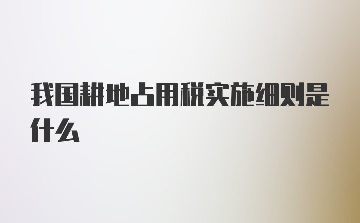 我国耕地占用税实施细则是什么