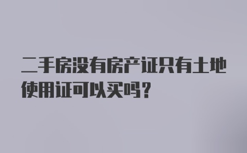 二手房没有房产证只有土地使用证可以买吗？