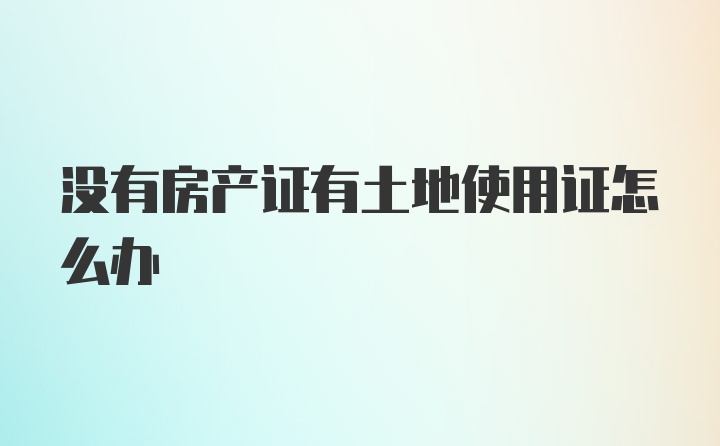 没有房产证有土地使用证怎么办