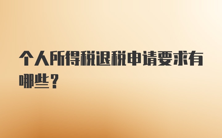 个人所得税退税申请要求有哪些？