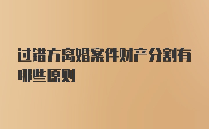 过错方离婚案件财产分割有哪些原则