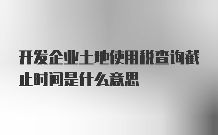 开发企业土地使用税查询截止时间是什么意思