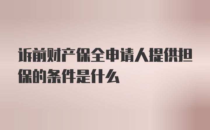 诉前财产保全申请人提供担保的条件是什么